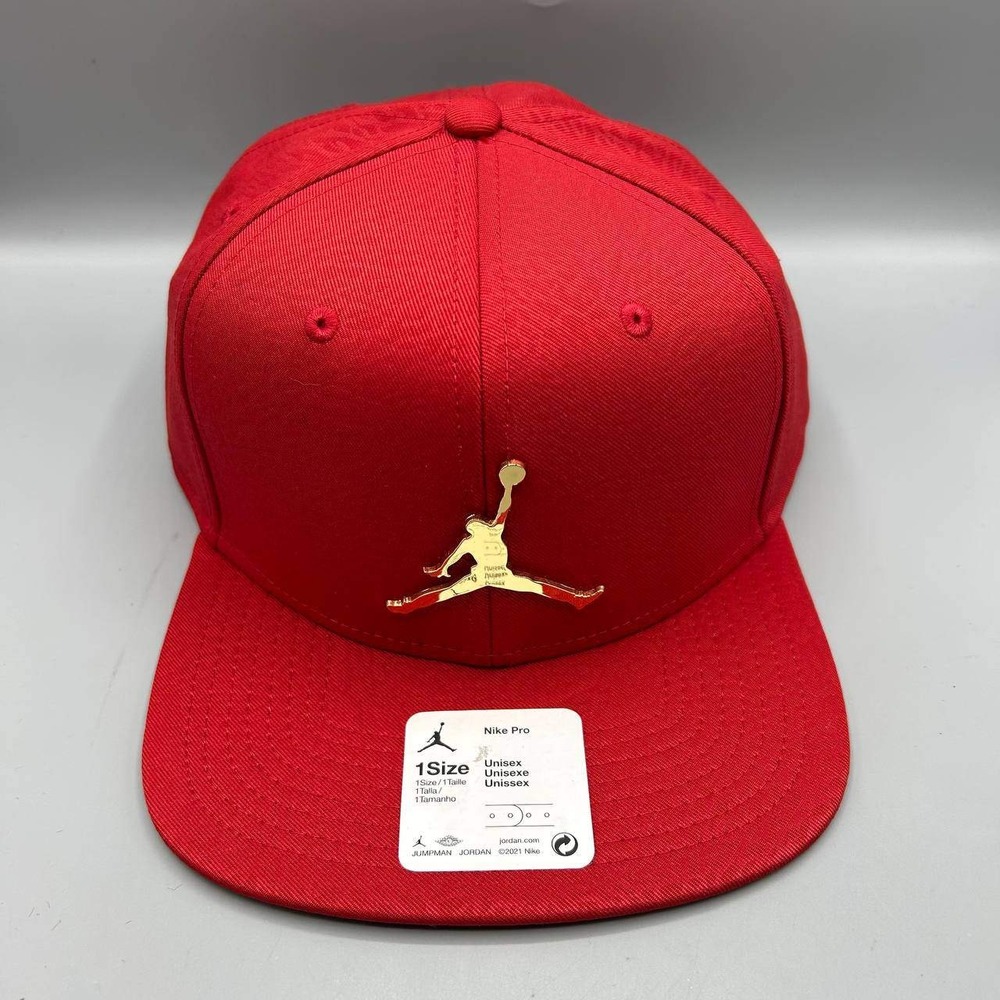 Air Jordan Hat Men Red Cement Elephant Gold Metal Jumpman Snap Back Cap New